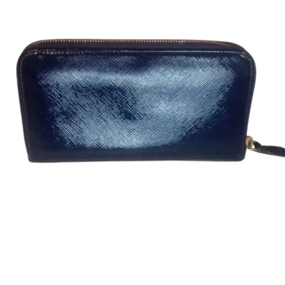 Prada | Saffiano | Royal Blue | Ribbon zip around wallet - Picture 2 of 9